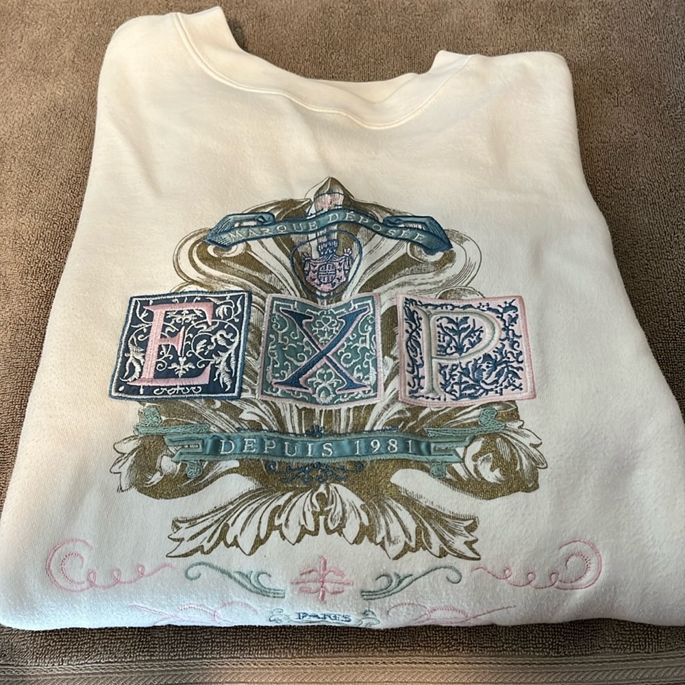 Vintage Express oversized embroidered sweatshirt off white and pastels no spots